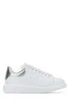 Alexander Mcqueen Women White Leather Sneakers With Silver Leather Heel In White