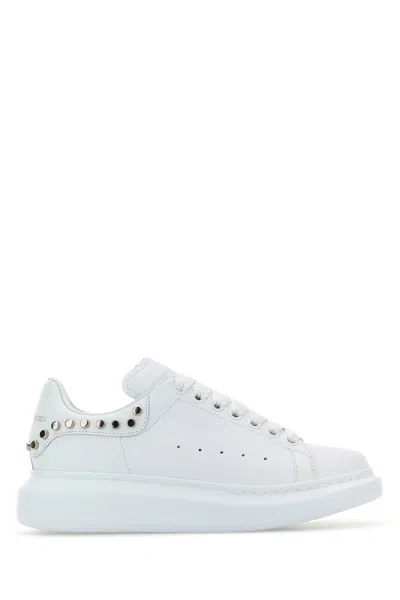 Alexander Mcqueen White Leather Sneakers With White Leather Heel