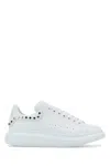 Alexander Mcqueen White Leather Sneakers With White Leather Heel In Red