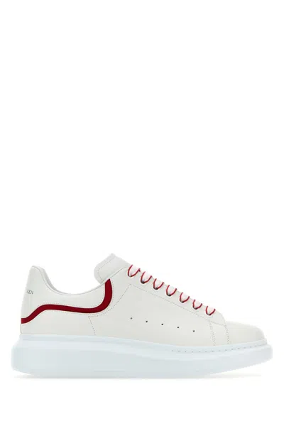 ALEXANDER MCQUEEN WHITE LEATHER SNEAKERS WITH WHITE LEATHER HEEL