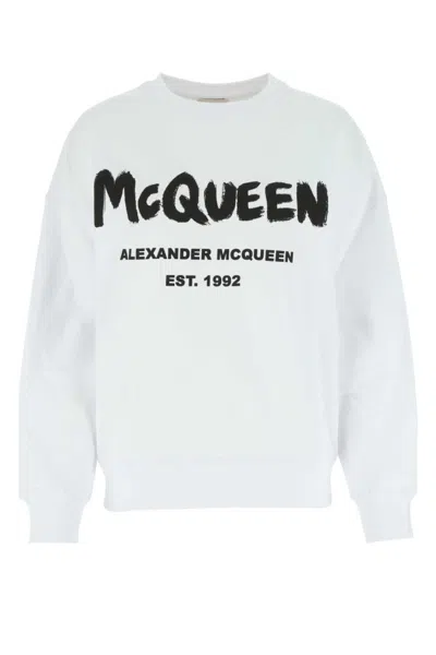 Alexander Mcqueen White Logo-print Cotton Sweatshirt