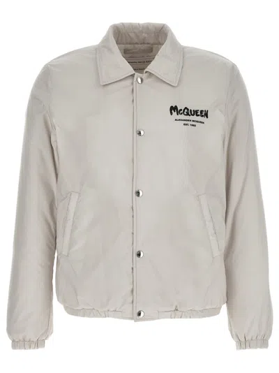 ALEXANDER MCQUEEN BEIGE LOGO PADDED JACKET
