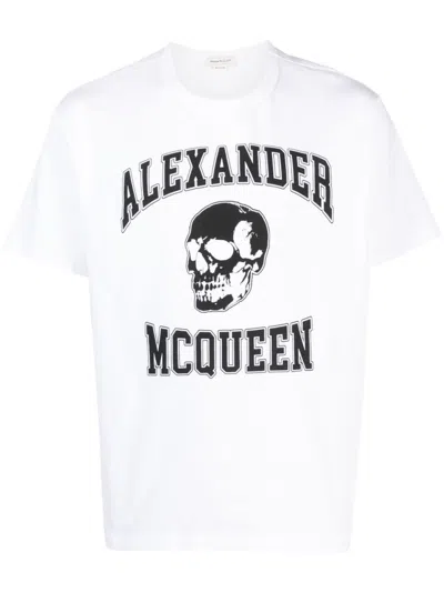ALEXANDER MCQUEEN WHITE LOGO PRINT T-SHIRT