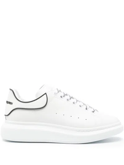 Alexander Mcqueen Chunky Leather Sneakers Featuring Perforated Profiles In White