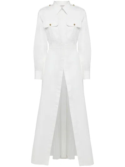 Alexander Mcqueen White Long-length Cotton Shirt For Women From Fw23 Collection