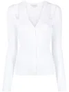 ALEXANDER MCQUEEN WHITE LONG SLEEVE SLASH CARDIGAN FOR WOMEN