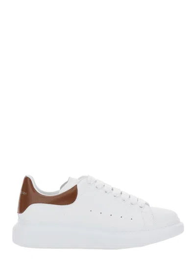 Alexander Mcqueen White Low-top Sneakers With Chunky Sole And Contrasting Heel Tab In Leather Man In Brown