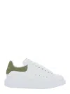 Alexander Mcqueen White Low-top Sneakers With Chunky Sole And Green Contrasting Heel Tab In Leather Woman In Multi