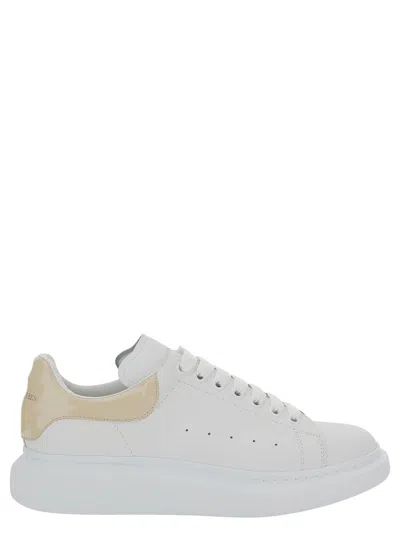Alexander Mcqueen White Low-top Trainers With Chunky Sole And Patent Heel Tab In Leather Man