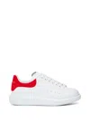 Alexander Mcqueen White Low Top Sneakers With Contrasting Heel With Embossed Logo Lettering In Leather Man In White