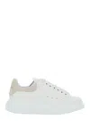 Alexander Mcqueen White Low Top Sneakers With Contrasting Heel With Logo Lettering In Leather Woman In White