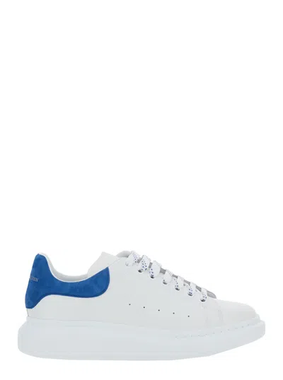 Alexander Mcqueen White Low Top Sneakers With Logo Lettering On Tongue And Heel In Leather Man
