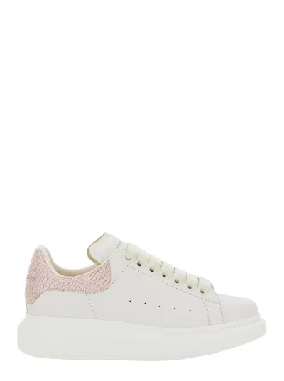 Alexander Mcqueen White Low Top Sneakers With Logo Patch On The Tongue And Contrasting Heel Detail In Leather Woman