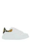 Alexander Mcqueen White Oversize Sneakers With Snake Print On The Heel In Leather Woman