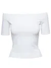 ALEXANDER MCQUEEN WHITE OFF-THE-SHOULDERS TOP WITH STRAIGHT NECKLINE IN VISCOSE BLEND WOMAN