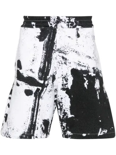 Alexander Mcqueen Printed Organic Cotton Shorts In White