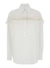 Alexander Mcqueen Slashed Creponne Detail Oversized Shirt In Multicolor