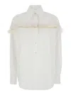 Alexander Mcqueen Slashed Creponne Detail Oversized Shirt In White