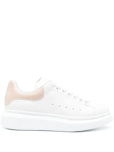 Alexander Mcqueen White Oversized Sneakers With Powder Beige Shiny Spoiler
