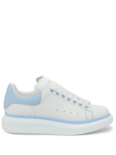 Alexander Mcqueen White Oversized Sneakers With Powder Blue Details