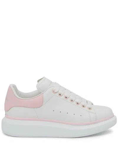 ALEXANDER MCQUEEN WHITE OVERSIZED SNEAKERS WITH POWDER PINK DETAILS