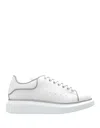 ALEXANDER MCQUEEN WHITE OVERSIZED SNEAKERS WITH SILVER PIPING