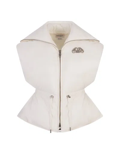 Alexander Mcqueen White Padded Gilet With Logo Application