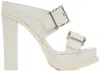 Alexander Mcqueen White Platform Buckle Heeled Sandals In 9359 New Ivory/silve
