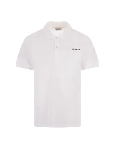 Alexander Mcqueen White Polo Shirt With Two-tone Logo