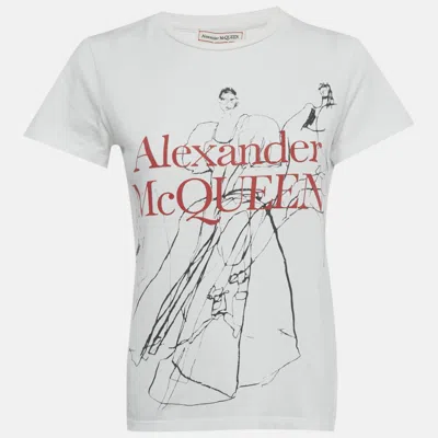 Pre-owned Alexander Mcqueen White Printed Jersey T-shirt S
