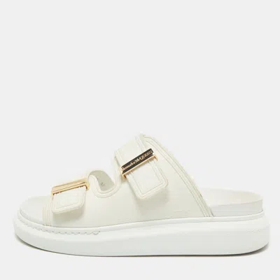 Pre-owned Alexander Mcqueen White Rubber Hybrid Chelsea Flat Sandals Size 38