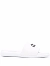 Alexander Mcqueen White Logo Pool Slides In Rubber
