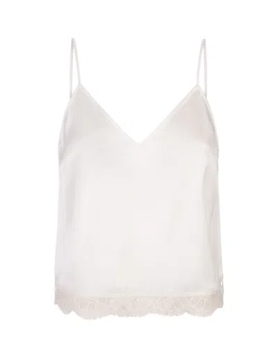 Alexander Mcqueen White Satin Top With Lace