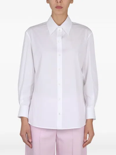 Alexander Mcqueen Classic Poplin Shirt With Pointed Collar In White