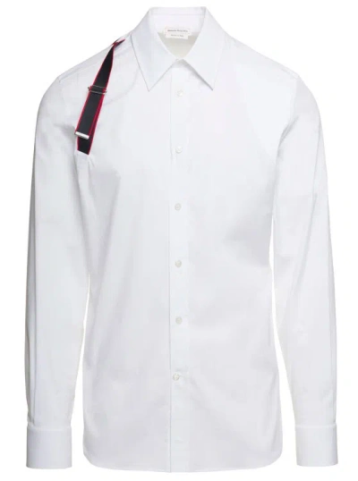 Alexander Mcqueen White Shirt With Harness Detail In Stretch Cotton