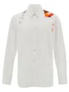ALEXANDER MCQUEEN WHITE SHIRT WITH PRINTED HARNESS IN COTTON MAN