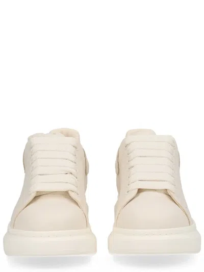 Alexander Mcqueen Oversized Pebbled Leather Sneakers In White