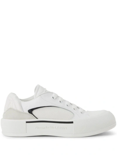 ALEXANDER MCQUEEN SKATE DECK PLIMSOLL SNEAKERS - MEN'S - CANVAS/RUBBER/NAPPA LEATHER/SUEDELEATHER