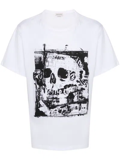 Alexander Mcqueen White Skull Print Cotton T-shirt