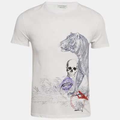 Pre-owned Alexander Mcqueen White Skull Print Jersey T-shirt Xs