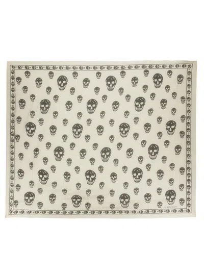 Alexander Mcqueen White Skull Printed Scarf