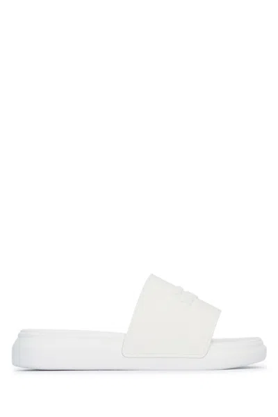 ALEXANDER MCQUEEN WHITE SLIP ON SLIDES
