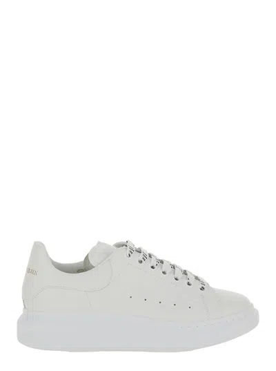 Alexander Mcqueen White Sneakers With Logo Lettering On The Rear And Oversize Rubber Sole In Leather