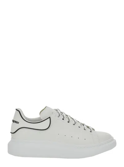 Alexander Mcqueen White Sneakers With Logo Lettering On The Rear And Oversize Sole In Leather Man In Multicolor