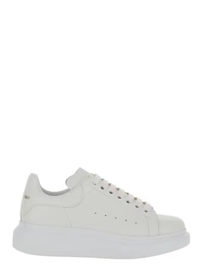 Alexander Mcqueen White Sneakers With Logo On The Tongue And Logo Lettering On The Rear In Leather Woman