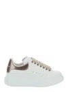 Alexander Mcqueen Women White Sneakers With Platform And Metallic Heel Tab In Leather Woman In White