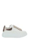 Alexander Mcqueen Women White Sneakers With Platform And Metallic Heel Tab In Leather Woman In White