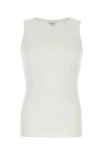 Alexander Mcqueen White Stretch Cotton Tank Top In Opticalwhite