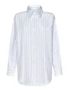 Alexander Mcqueen White Striped Cotton Poplin Shirt In White