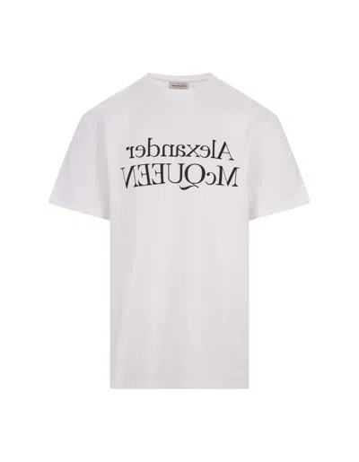 ALEXANDER MCQUEEN WHITE T-SHIRT WITH REFLECTED LOGO